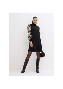 bonprix , Damen , Shirtkleid »Shirtkleid« Shirtkleid , schwarz/natur , N-Gr , 40/42 (M) -N-Gr , 40/42 (M) , Shirtkleid mit bequemem Tragegefühl