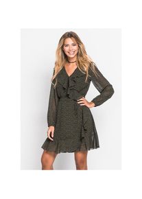 bonprix , Damen , Minikleid »Minikleid in Wickeloptik« Minikleid in Wickeloptik , dunkeloliv/schwarz gepunktet , N-Gr , 42 -N-Gr , 42 , Minikleid...