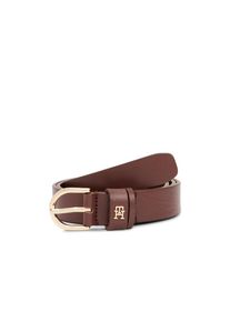 Tommy Hilfiger, Damen, Lederg&uuml;rtel &raquo;ESSENTIAL EFFORTLESS 2.5 cm breit GOLD&laquo; Logoemblem, weiche Haptik, ovale Einfachdornschlie&szlig;e, Rich Walnut, Rich 