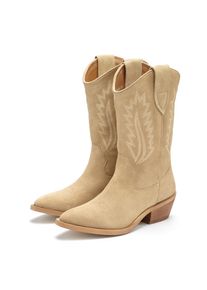Lascana, Damen, Chelseaboots Cowboy Stiefelette, Western Stiefel, Ankleboots aus hochwertigem Leder, beige, 36, beige, Summer Boots aus hochwertigem 