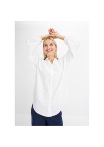 bonprix , Langarmbluse »Oversize-Bluse aus reiner Baumwolle«, Oversize-Bluse aus reiner Baumwolle , weiß , 50 , 50 , Elegante Langarmbluse mit...