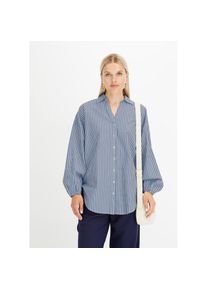 bonprix , Langarmbluse »Oversize-Bluse aus reiner Baumwolle«, Oversize-Bluse aus reiner Baumwolle , dunkelblau/weiß längs gestreift , 40 , 40 ,...