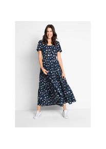 bonprix, Damen, Maxikleid Kleid aus reiner Baumwolle, dunkelblau gebl&uuml;mt, N-Gr, 40 -N-Gr, dunkelblau gebl&uuml;mt, Maxikleid f&uuml;r entspannte Sommermomente