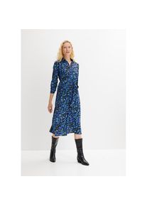bonprix, Damen, Hemdblusenkleid &raquo;Hemdblusenkleid aus reiner Viskose&laquo; Hemdblusenkleid aus reiner Viskose, blau gebl&uuml;mt, N-Gr, 48 -N-Gr, blau gebl&uuml;mt, 