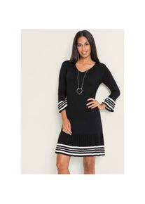 bonprix, Damen, Strickkleid, schwarz/wollwei&szlig; gestreift, N-Gr, 40/42 (M) -N-Gr, schwarz/wollwei&szlig; gestreift, Strickkleid mit femininem Stil f&uuml;r einen 