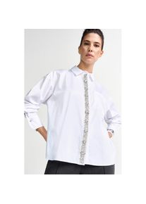 RICHROYAL, Damen, Langarmbluse mit Strassknopfleiste, oversized, white, 40, white, Bluse von RichRoyal