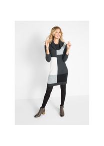 bonprix , Damen , Strickkleid , anthrazit meliert/hellgrau meliert , N-Gr , 56/58 (XXXL) -N-Gr , 56/58 (XXXL) , Strickkleid mit Wasserfallkragen...