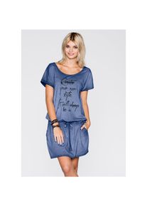 bonprix , Jerseykleid , blue washed , N-Gr , 32/34 (XS) -N-Gr , 32/34 (XS) , Jerseykleid aus Baumwolle für angenehmen Tragekomfort