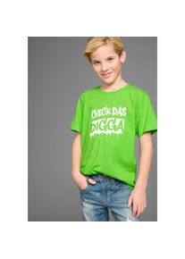 Kidsworld , Kinder,Jugendliche , T-Shirt »Sprücheshirt: CHECK DAS DIGGA«, Kurzarm, Basic-Passform, bedruckt, Rundhalsausschnitt , grün , 128/134 ,...