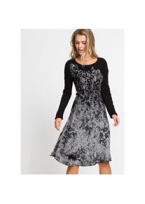 bonprix , Damen , Strickkleid , schwarz/wollweiß bedruckt , N-Gr , 48/50 (XL) -N-Gr , 48/50 (XL) , Strickkleid mit elegantem Stil für einen...