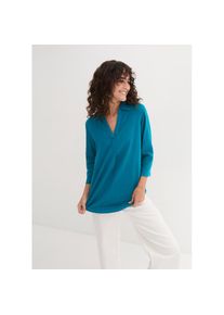 bonprix , Langarmbluse »3/4-Arm Bluse mit Leinen«, 3/4-Arm Bluse mit Leinen , meerestürkis , 36 , 36 , Locker sitzende Langarmbluse mit flach...