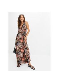 bonprix, Damen, Maxikleid, schwarz/koralle, N-Gr, 48/50 (XL) -N-Gr, schwarz/koralle, Maxikleid f&uuml;r ein feminines Sommer-Outfit