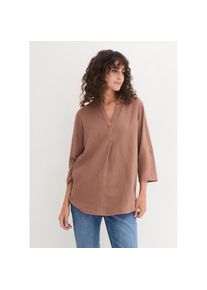bonprix , Langarmbluse »3/4-Arm Bluse mit Leinen«, 3/4-Arm Bluse mit Leinen , maronenbraun , 36 , 36 , Locker sitzende Langarmbluse mit flach...