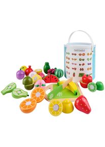 My Baby Lou Schneideset Obst , Mehrfarbig , Holz, Textil, Holzwerkstoff , 20-teilig , Schima , massiv, Sperrholz , EN 71 , Spielzeug, Holzspielzeug