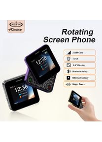SERVO R18 Pro Rotating Screen Mini Mobile Phone 2 SIM Speed Dial Blacklist Magic Voice Torch 2.4" Screen Button Slider Cellphone