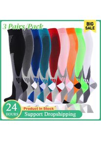 3 Pairs/Pack Compression Socks High Sports Calf Socks for Women Men Running Hiking Edema Diabetes Varicose Veins Socks 20-30mmHg