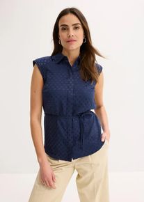 bonprix Bluzka satynowa z wiązanym paskiem, niebieski, 36