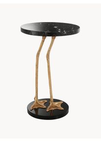 Eichholtz Rundt Sidebord Lagoon med Marmorplade, Håndlavet Guld, Sort Ø 41 cm x H 62 cm