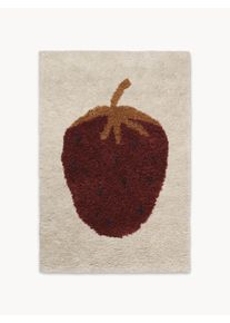 Ferm Living Kids Ręcznie tuftowany dywan z wełny Fruiticana Brązowy, Czerwony, Biały Bawełna, Wełna S 80 x D 120 cm (Rozmiar XS)