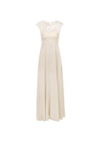 Kraimod, Damen, Kleider, Chiffonkleid mit Satinfutter, Meshoberteil, Spitze und Cut-out-Rücken, Weiss, (34)