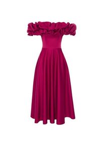 Swing Fashion, Damen, Kleider, Elegante Cocktailjurk mit Spitzenausschnitt und Rüschen für festliche Anlässe, Braun, (40)