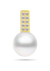 Brilio, Kettenanhänger, Silver - Sparkling gold plated pendant with genuine pearl and zircons PT90Y