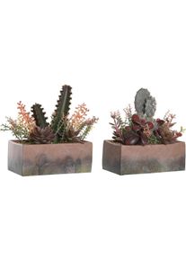 DKD Home Decor, Kunstpflanzen, Dekorationspflanze 19 x 9 x 22 cm Rosa Orange Kaktus Moosgummi Polypropylen (2 Stück) (22 cm)