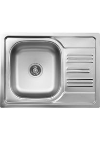 NO NAME, Sp&uuml;lbecken, 1-Becken-Sp&uuml;le aus Stahl mit Abtropffl&auml;che (Einbausp&uuml;le, 43 cm, 43 cm)