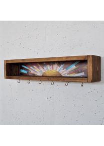 Hanah Home, Regal, Sculpted Decorative Wooden Wall Shelf (40 x 10 x 10 cm)