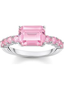 Thomas Sabo, Ring, Solitärring mit pinkfarbenen Steinen Silber, (54, 925 Silber)