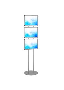 Danieli Store | Expositor de pie para carteles con 3 marcos abatibles de doble cara tamaño A3 | Base Ø45 x 175h