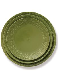 Aida Life in Colour - Confetti - Olive dessert plate w/relief porcelain (13402), Teller, Grün