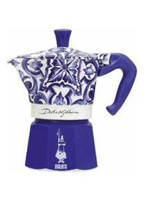 Bialetti Italienische Kaffeemaschine MOKA D&G Blau Aluminium 6 Tassen, Espressokocher