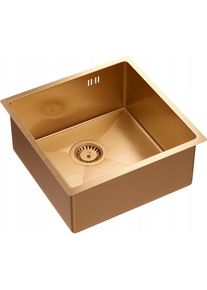 Q Company, Spülbecken, PAUL SteelQ PVD copper sink with siphon 1 bowl b (Unterbauspüle)