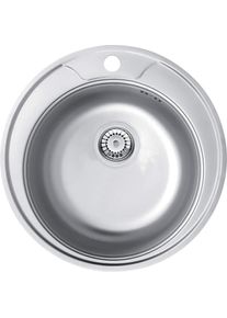 DEANTE, Spülbecken, 1 bowl Cornetto Plus round sink 48 cm steel (ZHC 0813) (Einbauspüle, 49 cm, 49 cm)