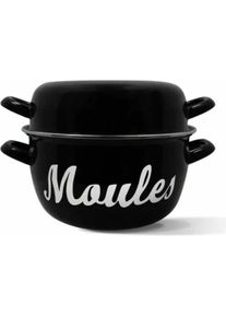 Menastyl Topf mit Glasemaille, Pfanne + Kochtopf, Schwarz