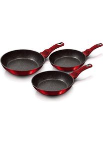 BerlingerHaus Bratpfannenset 3 Teile, Pfanne + Kochtopf, Rot