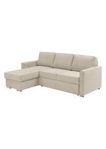 Tchibo - Ecksofa mit Auszugsbett »NovaLounge« - 229x160x92cm - beige - Polyester / Holz / Buchenholz
