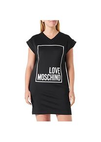 Love Moschino, Damen, Kleider, Abito a Maniche Corte con Scollo a V Confortevole, Schwarz, (38)