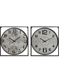 Esprit, Wanduhr, Wall Clock Home White Black Metal MDF Wood 62 x 6 x 65 cm (2 Units)