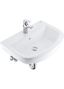 Grohe, Waschbecken, bau ceramic - wastafel 600 + wastafelkraan start flow met waste, alpine wit/chroom (442 mm, 609 mm)