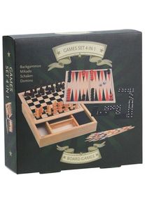 4-in-1-Spielbox aus Holz, 17 cm