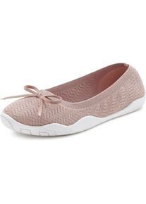 Lascana Dames Sneakerballerina's in roze ,maat 37, Witt, 100% Textiel