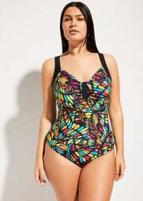 bonprix Kostium kąpielowy shape z poliamidu z recyklingu, średni stopień modelowania sylwetki, czarny, 42