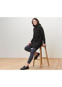 Tchibo - Długi sweter z warkoczowym wzorem - dla pań - rozmiar M 40/42 - kolor: czarny