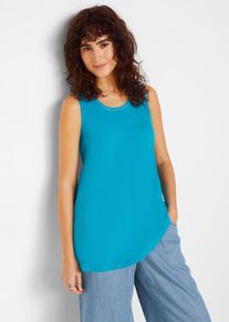 bonprix Női Fenntartható hosszú top kerek nyakkivágással, kék, 40/42