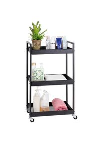 Boxxx Servierwagen , Schwarz , Metall, Kunststoff , Rollen , 30x80x45 cm , Esszimmer, Barmöbel, Barwagen