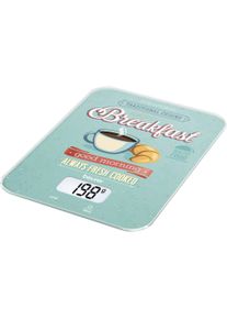 Beurer K&uuml;chenwaage &raquo;KS 19 Breakfast, mit Fr&uuml;hst&uuml;cks-Design, Tragkraft bis 5 kg&laquo; Leicht zu reinigende Glasoberfl&auml;che, Sensortastenbedienung in blau