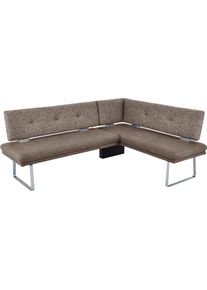 K+w Komfort & Wohnen K+W Komfort & Wohnen Eckbank »Giacomo II« Flachstahlkufe in edelstahlfarbig lackiert in braun, Größe B/H/T: 207 cm x 91 cm x 65 cm