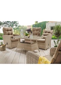 Destiny Gartenlounge-Set »MERANO« 1x 2er Sofa, 2x Sessel, 1x Tisch, inkl. Auflagen, 11 Stk. tlg. Aluminium, Polyrattan in beige
